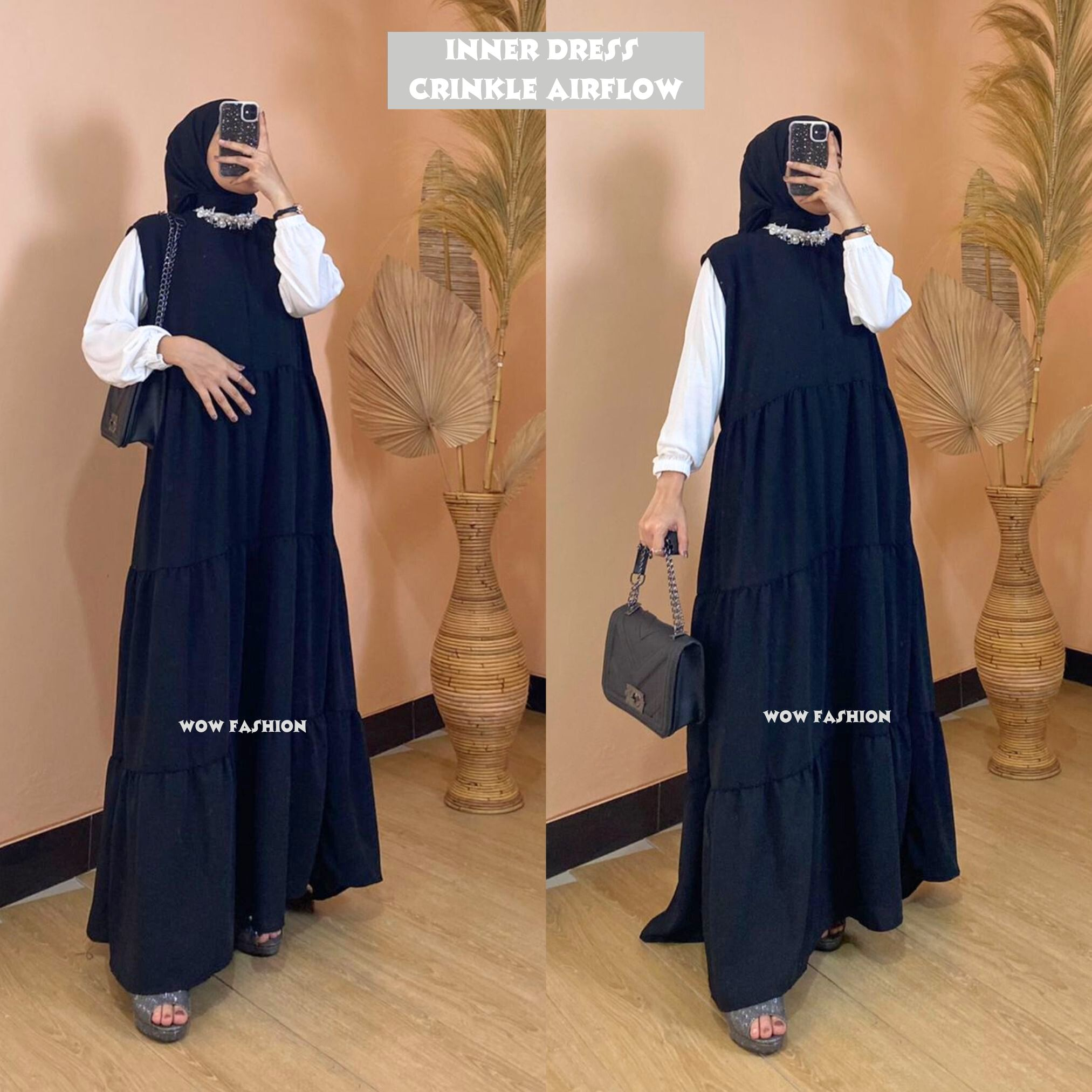 WOW-Ids-Inner Dress Crinkle Airflow // Dress Wanita// Gamis Inner