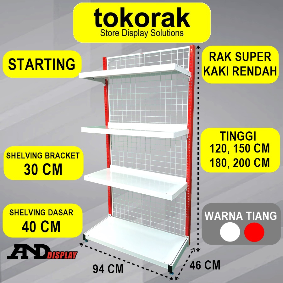 RAK MINIMARKET SUPERMARKET SINGLE STARTING SUPER KR 30 CM RAK GONDOLA WALL END ANDDISPLAY