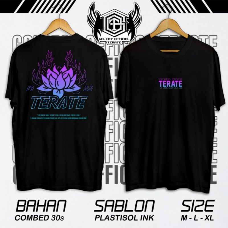 KAOS BUNGA TERATE //KAOS BUNGA PSHT TERBARU//KAOS HITAM SABLON PLASTISOL//KAOS HITAM COWO CEWE SIMPE