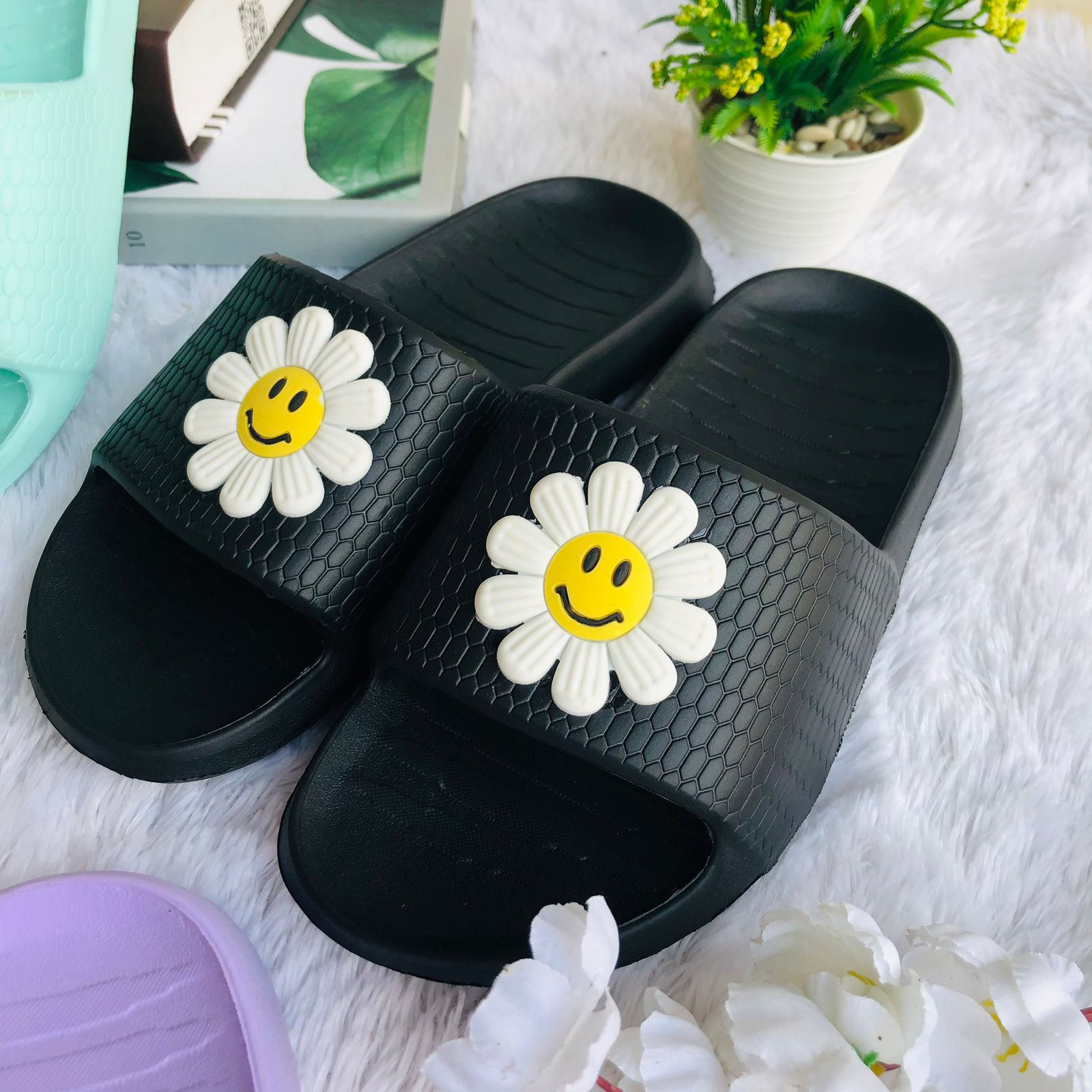 SLOP SUNFLOWER - Sandal Bahan EVA Karet Polos Wanita Slip On Korean Style Murah Empuk Anti Selip Sendal Jelly Wanita | SLIDE KARET