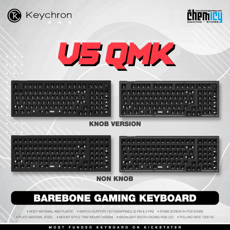 Keychron V5 QMK Barebone RGB Mechanical Gaming Keyboard