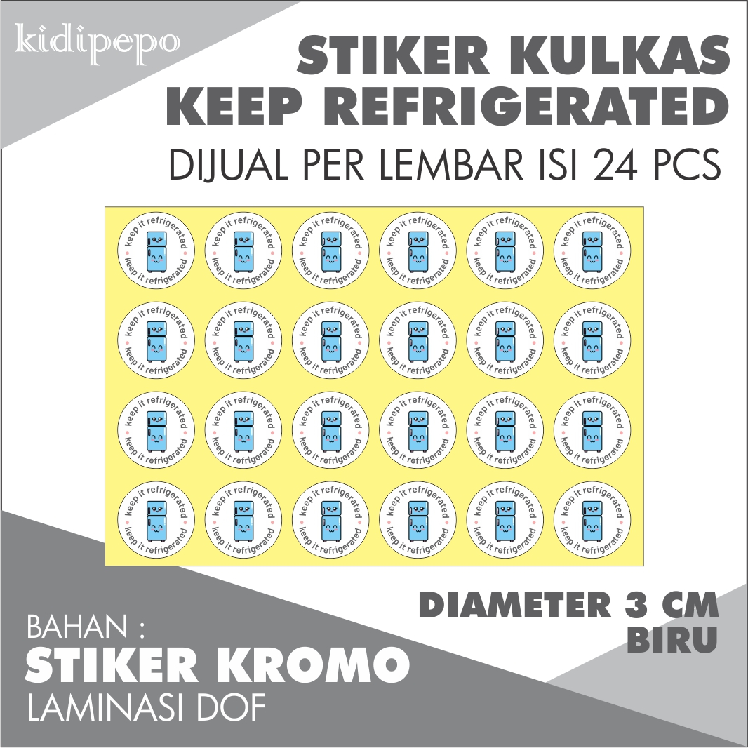 

STIKER SIMPAN DI KULKAS / KEEP REFRIGERATED 3 CM - ISI 24 PCS