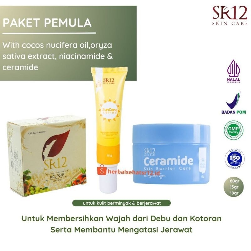 PAKET PEMULA SR12 UNTUK KULIT BERMINYAK BERJERAWAT DAN SENSITIF