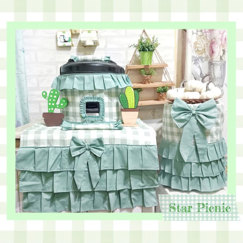 READY GKM Abstrak Sarung Galon Kulkas Magic Com Kotak Kotak Star Picnic / GKM Abstrak Minimalis Scan