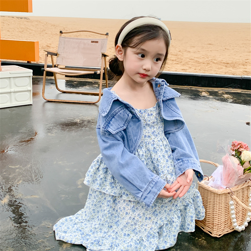 DR25-Dress Anak Perempuan Floral Slip + Denim Jacket