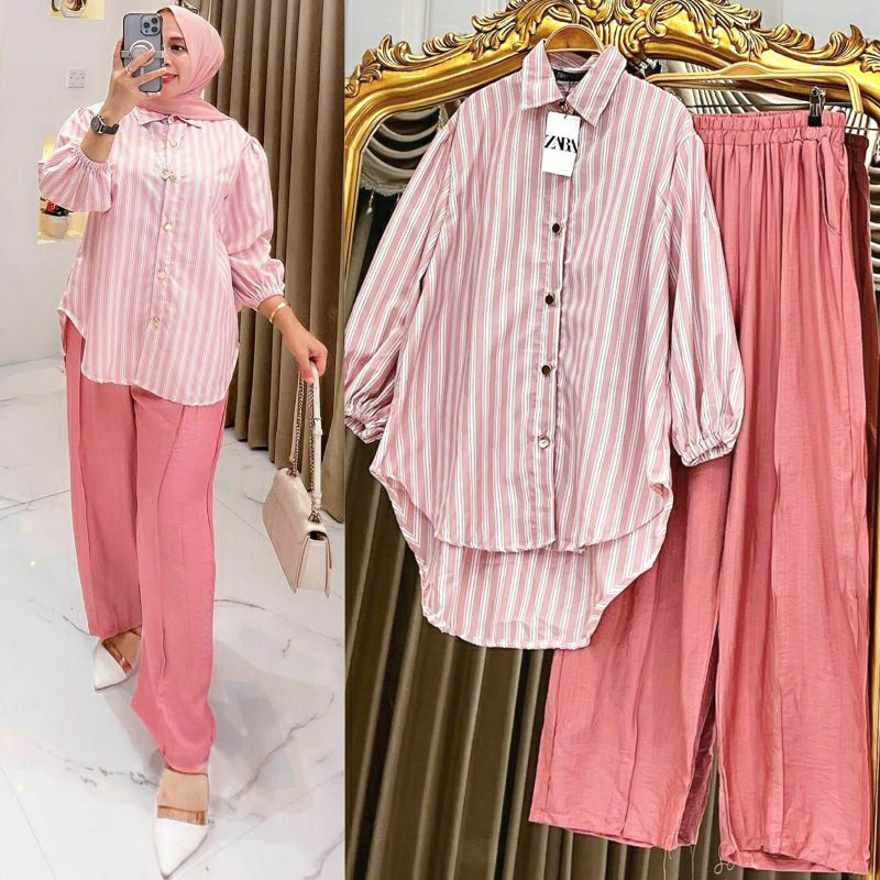 Janet Set #2, SETELAN WANITA CANTIK MODIS FIT XXL LD 120 BAHAN ATASAN KATUN JEPANG CELANA POLO LINEN TERMURAH OOTD KEKINIAN TERLARIS