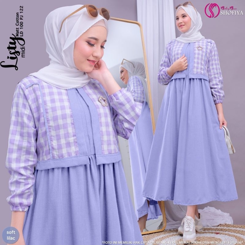 [READY] LISTY • ELVINA DRESS  BY SHOFIYA MIDI GAMIS CANTIK