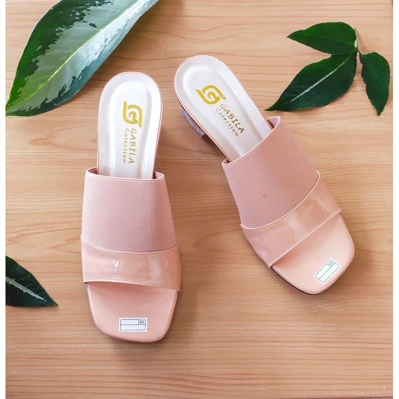 SANDAL KOKOP HAK KACA GLOSY KARET 5CM