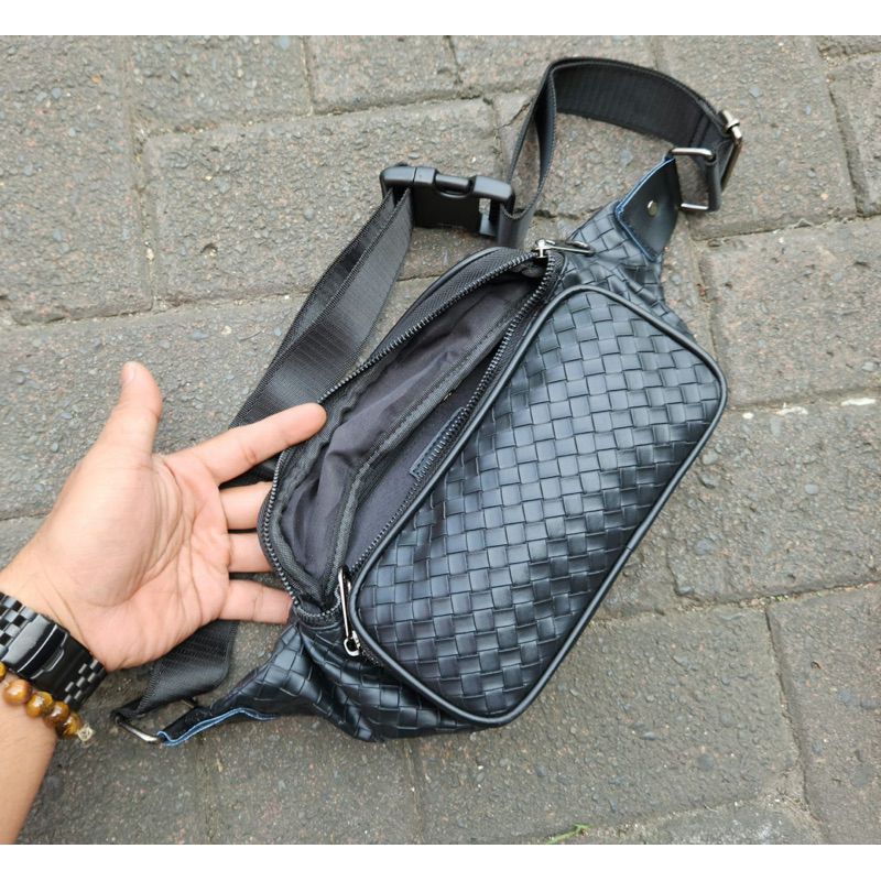 TAS SLEMPANG/WAIST BAG IMPORT MOTIF RAJUT UNISEX - PREMIUM