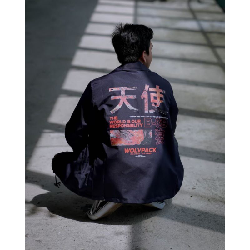 JACKET COACH KAGUYA NAVY WOLVPACK STREETWEAR