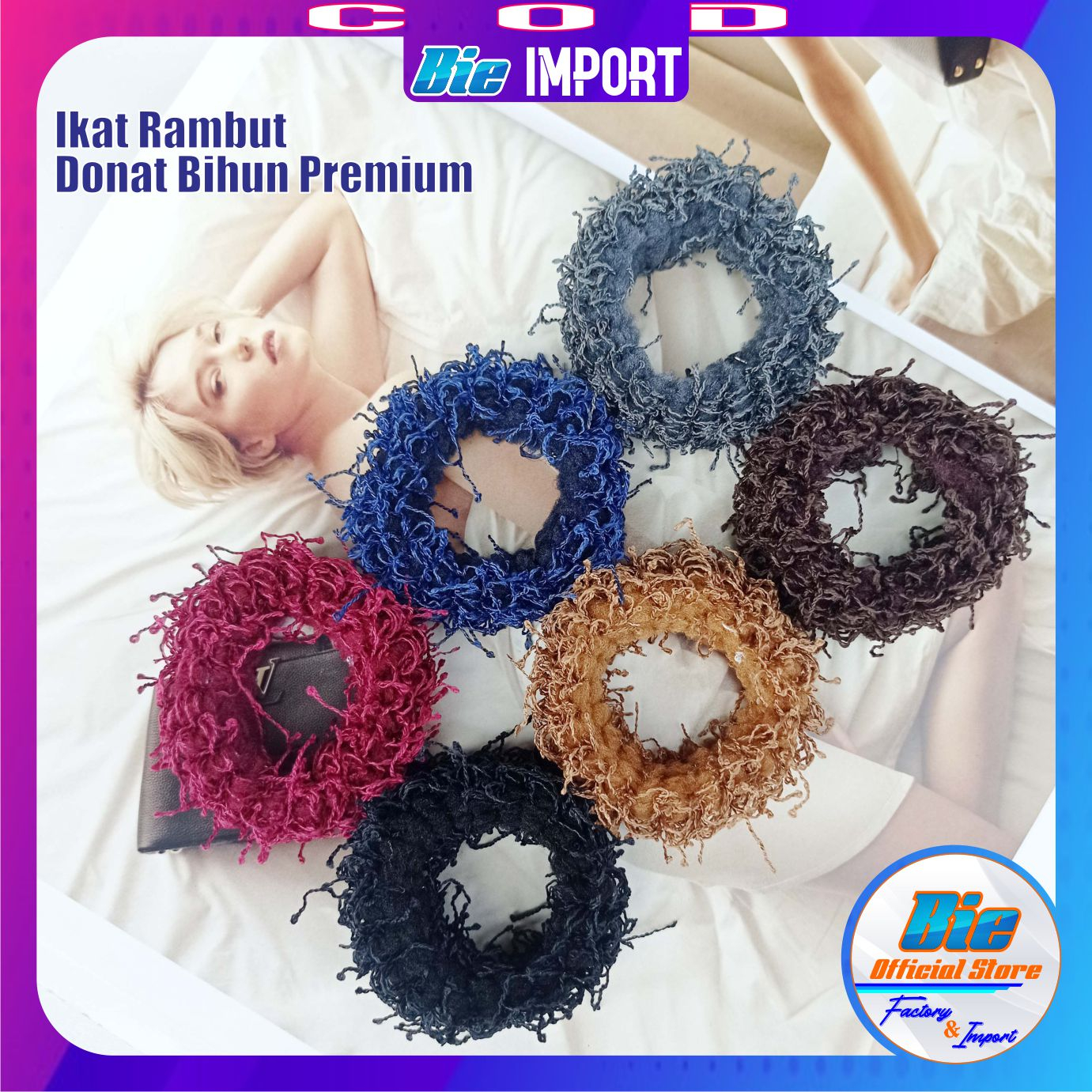 Ikat Rambut Donat Tebal Bulu Halus Impor