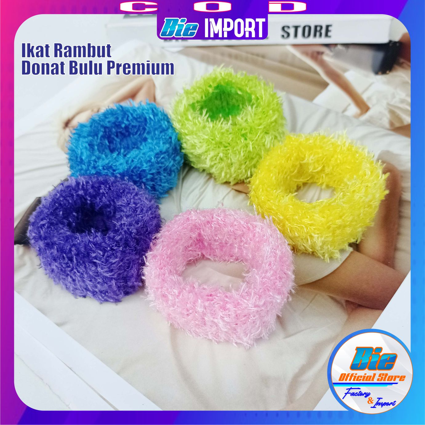 Ikat Rambut Donat Bulu Besar Korean Style Import