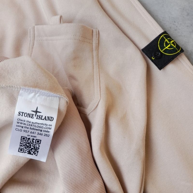 SWEATER CREWNECK JAKET STONE ISLAND POCKET CREAM FULLTAG