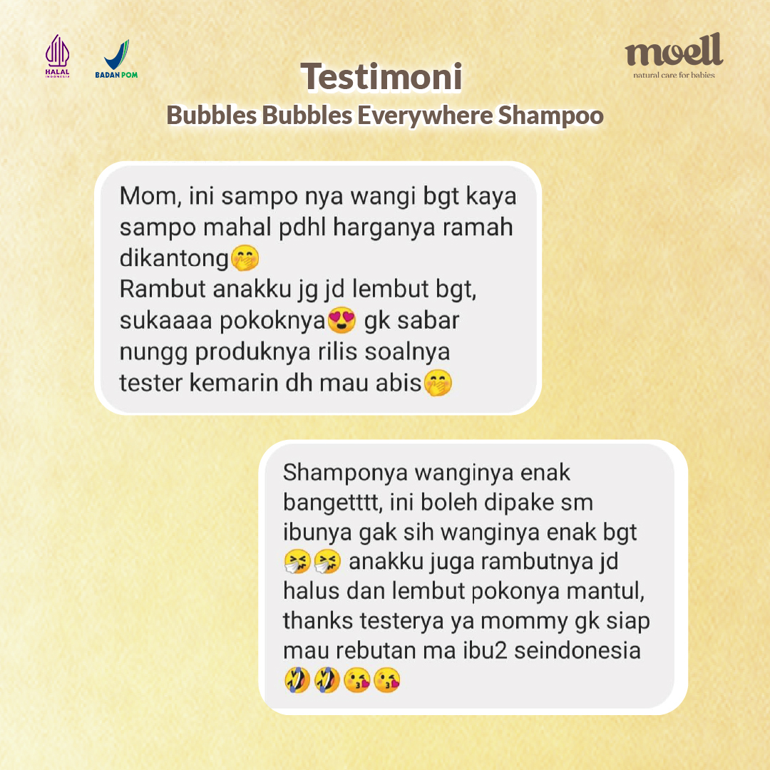 Moell Bali Bubbles Bubbles Everywhere Shampoo 185gr / Shampo bayi / natural organic/ SLS free / Alkohol Free / Essensial Oil