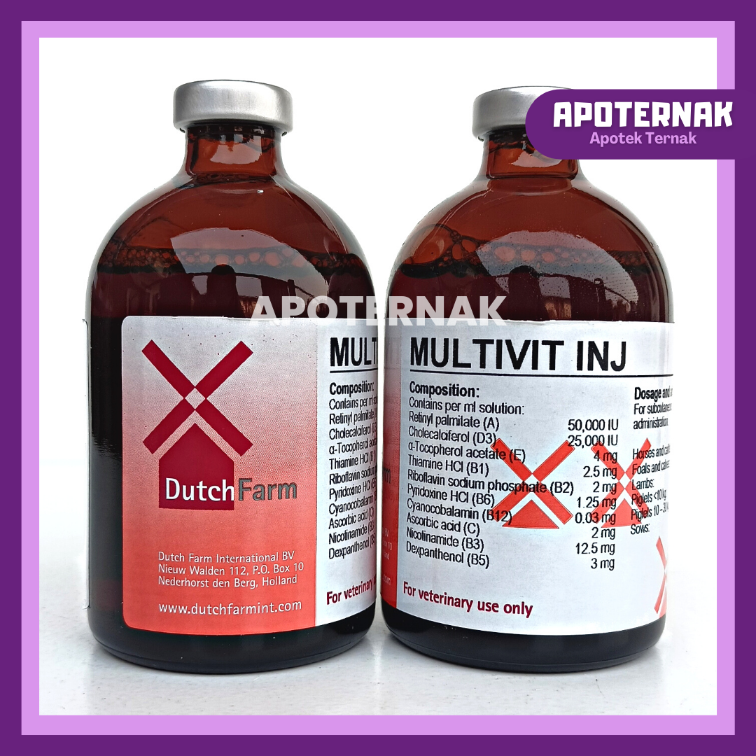 MULTIVIT INJ 100 ml | Injeksi Multivitamin Lengkap Untuk Hewan Kuda Sapi Kambing Babi | Like INJECTAMIN