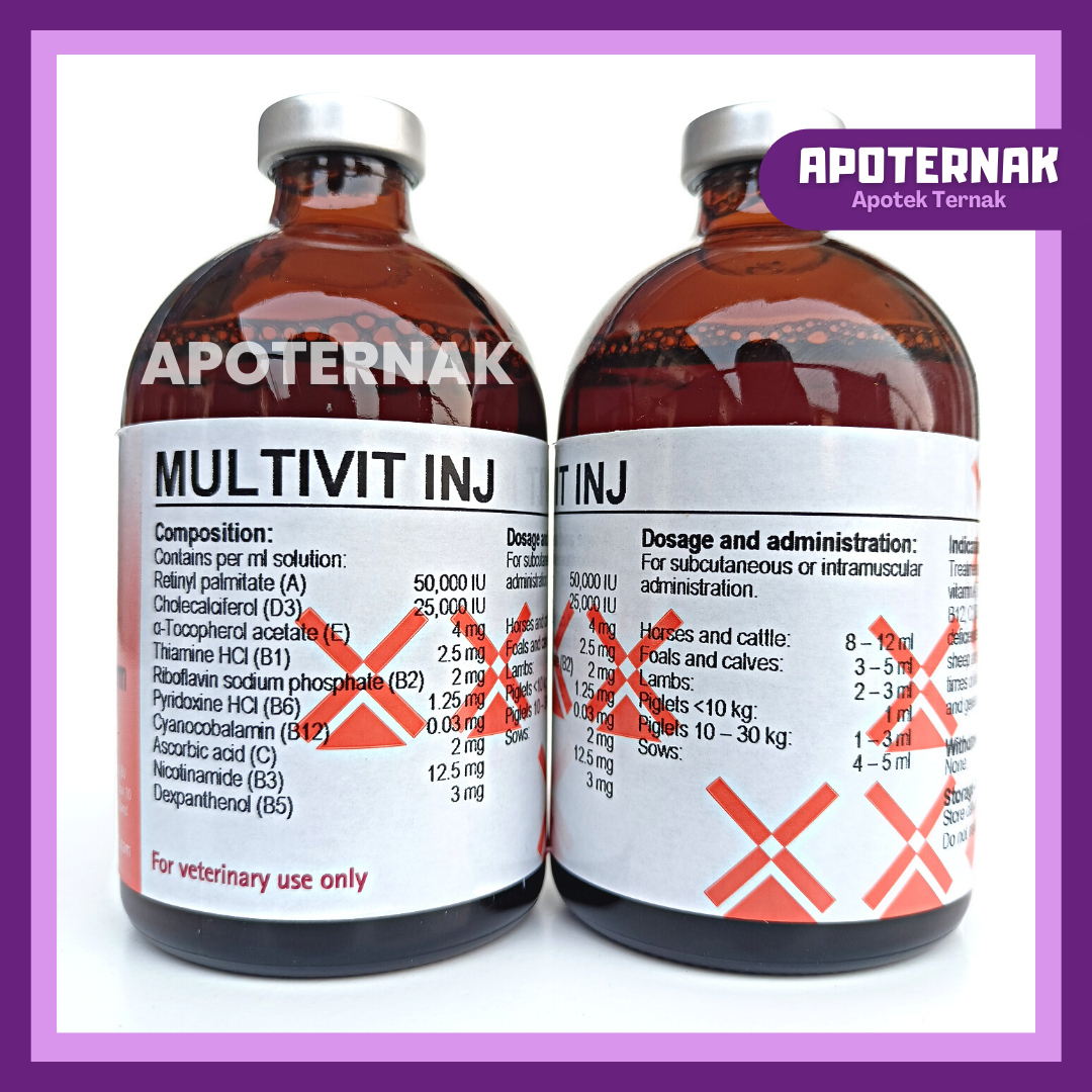 MULTIVIT INJ 100 ml | Injeksi Multivitamin Lengkap Untuk Hewan Kuda Sapi Kambing Babi | Like INJECTAMIN