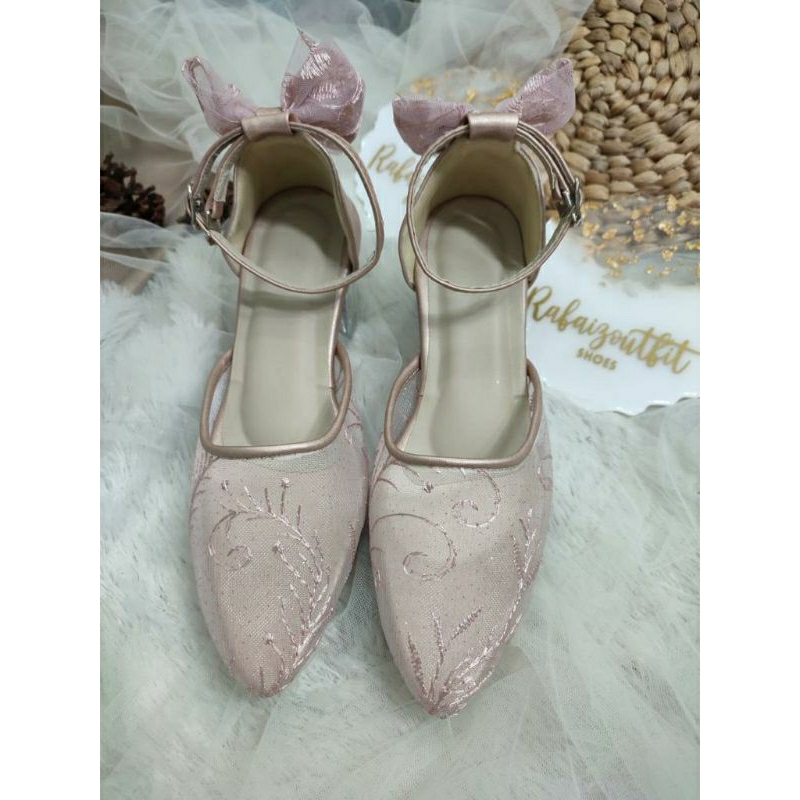 Sepatu wedding Cantik Rosegold Valia 5cm kaca