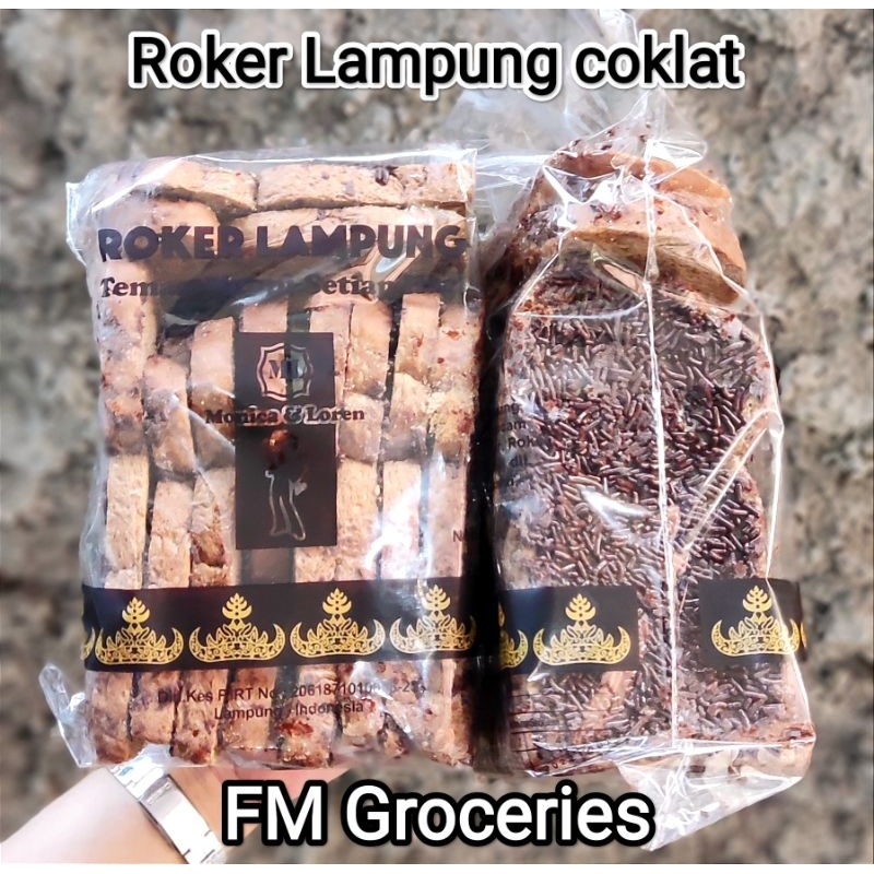 

Roker Lampung Monica coklat | Roti kering Monica