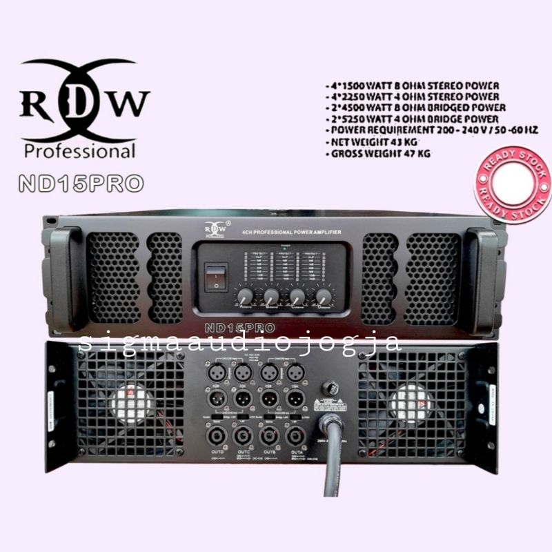 RDW ND15PRO Power Amplifier 4 Channel 1500 Watt
