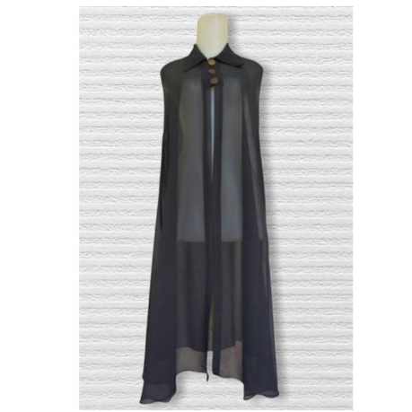 Outer Ceruty Lengan Pendek / Long Cardigan Panjang / Model kancing / Premium - Hitam