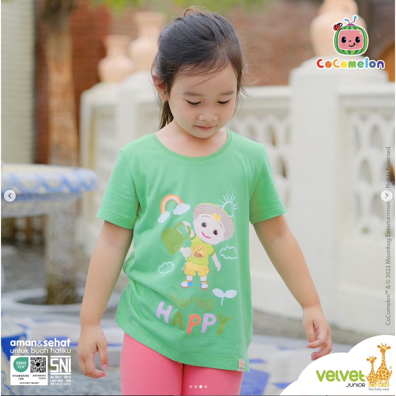 VELVET Junior Printed Tees | Aircool Pocket Tees Girl 2-5 Tahun / S | M | L  Kaos Anak (1pcs)