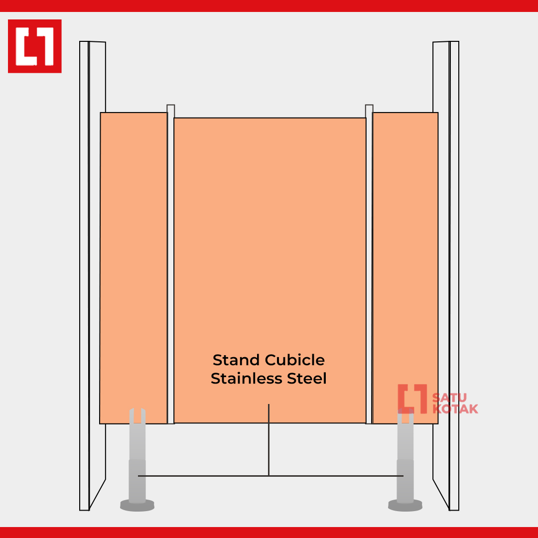 Kaki Cubicle Stainless Stand Leg Adjustable Kamar Mandi Partisi Weldom