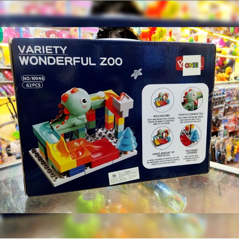 Mainan Anak Bola Gelinding Seluncur Dino Edition Lego Set Zoo Edukasi Motorik Sensori Mata Otak Lati