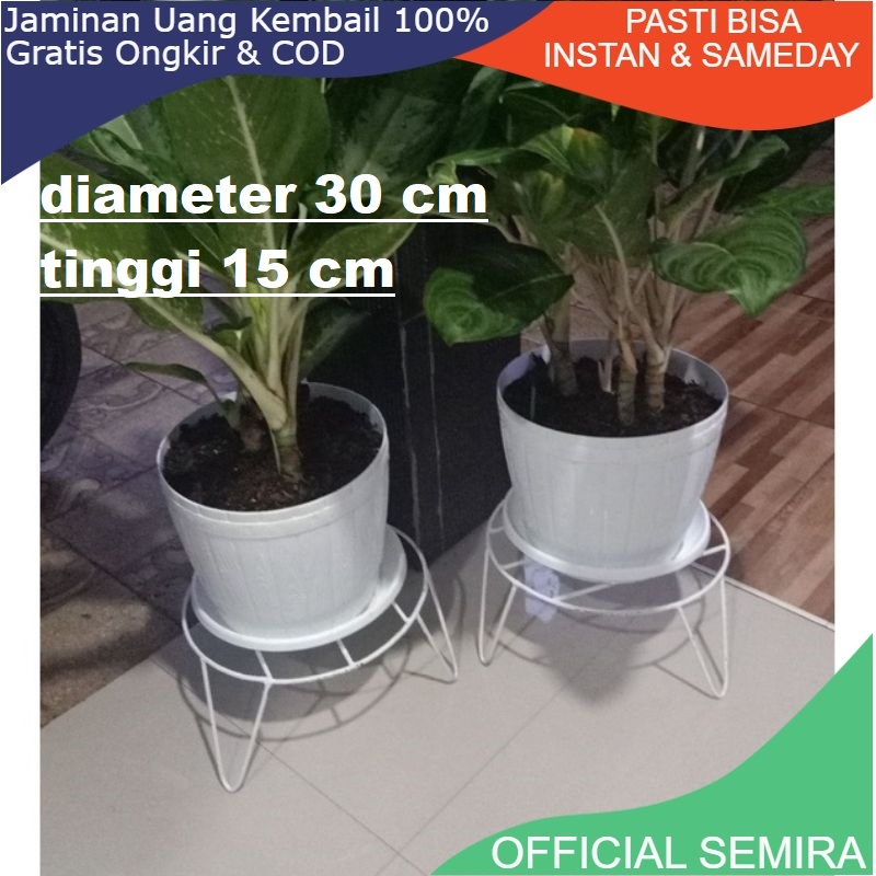 POT BUNGA BESI / STANDING POT RAM JUMBO DIAMETER 30CM TINGGI 15CM ELEGANT MODERN / RAK BUNGA BESI / 