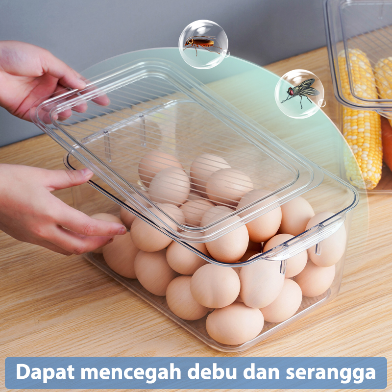 Letyeah &amp; Kaizenliving Kotak Penyimpanan Kulkas Makanan Untuk Wadah Sayur Buah Organizer Multifungsi Food Storage Box