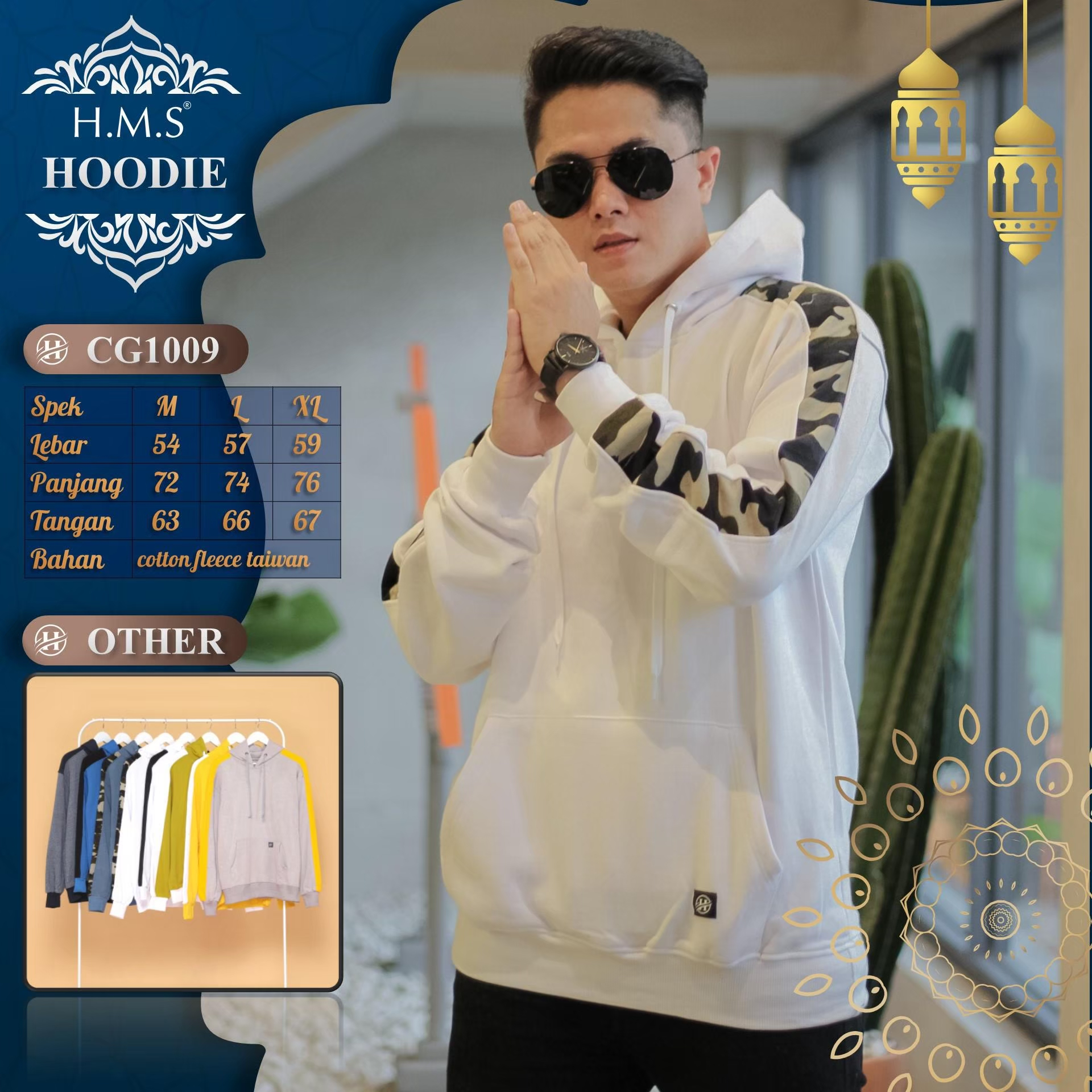 sweater hoodie cewek cowok motif distro HMS sweatshirt distro putih army sleeve kode art CG1009