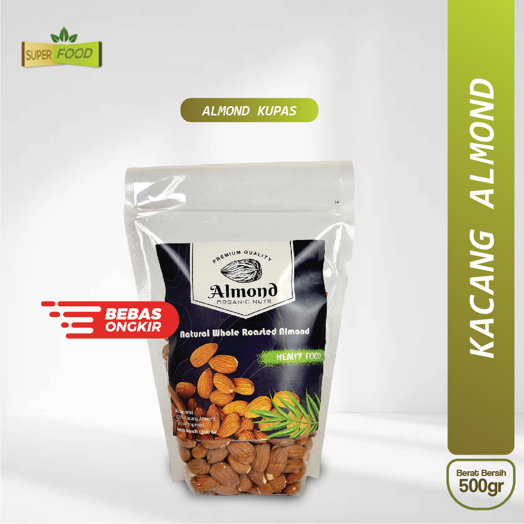 

ALMOND PANGGANG / NATURAL WHOLE ROASTED ALMOND 500GR