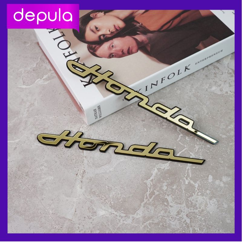 2PCS Emblem Honda Latin 3D Timbul Logo Honda Bahan ABS Plastik Warna Merah Hitam Biru Chrome Gold Be