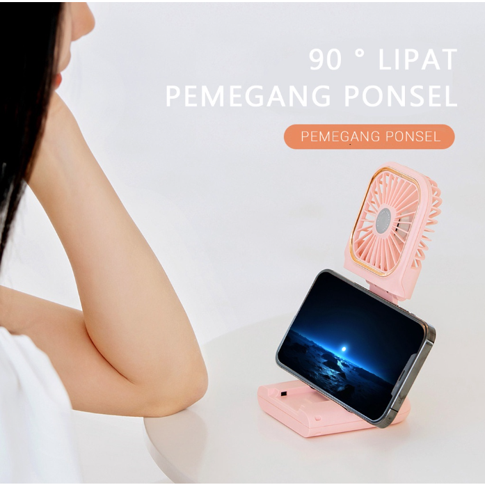 F3 Portable Mini USB Penggemar Lipat Dudukan Ponsel Dan Powerbank 4000mAh Baterai Tahan Lama