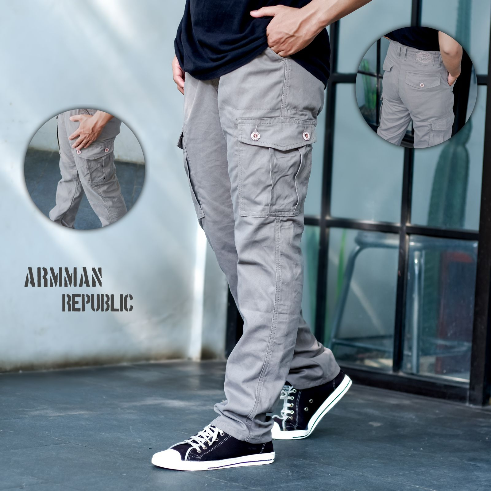 Celana Cargo Panjang Pria PDL Kargo Pants Kanvas Original ARM Republik Size 28 Sampai 39