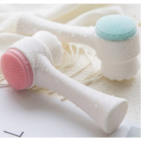 Sikat Pembersih Cuci Muka 2 Sisi Facial Brush 2in1 Sikat Pijat Wajah Silicone Brush