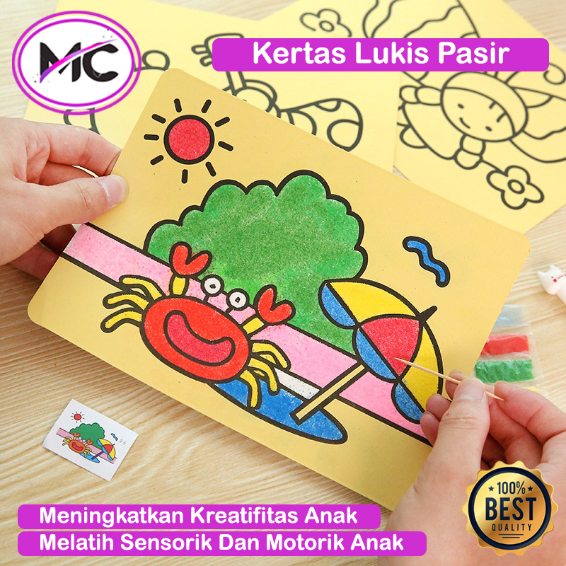 Mainan Kertas Mewarnai Pasir Lucu Sand Painting Sticker Lukis Pasir Mainan Edukasi Anak Lukisan Penghilang Stres