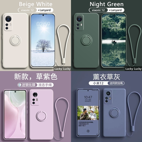 Xiaomi 12 / 12 PRO / 12 Lite Case Matte Ring Holder Candy Silikon Lanyard