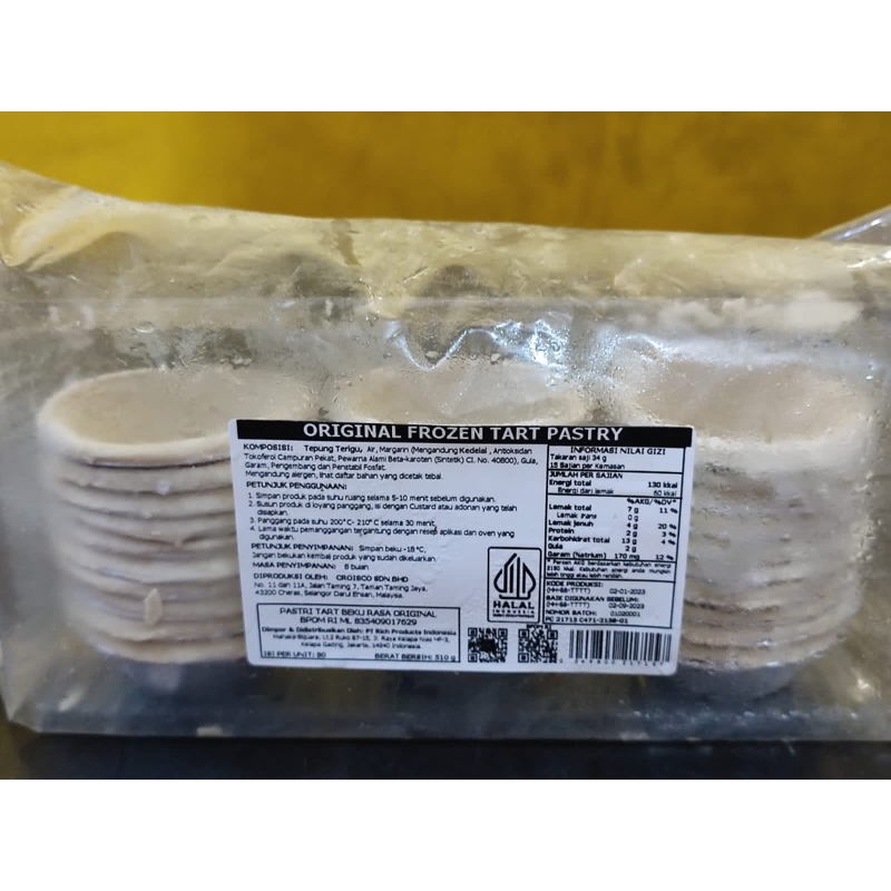 

original frozen tart pastry kemasan 510gram