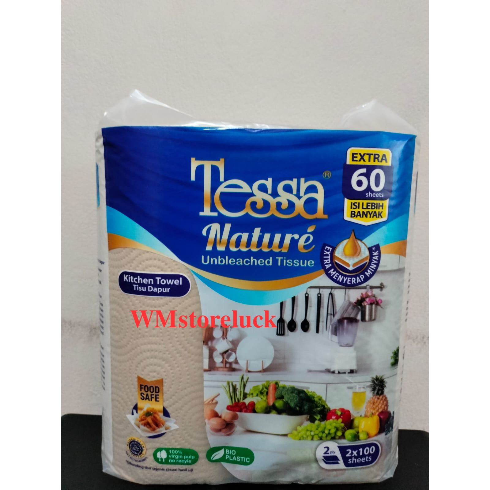 TESSA TISSUE COKLAT DAPUR MINYAK 2 ROLL/KITCHEN TOWEL UNBLEACHED COKELAT 2ROLL