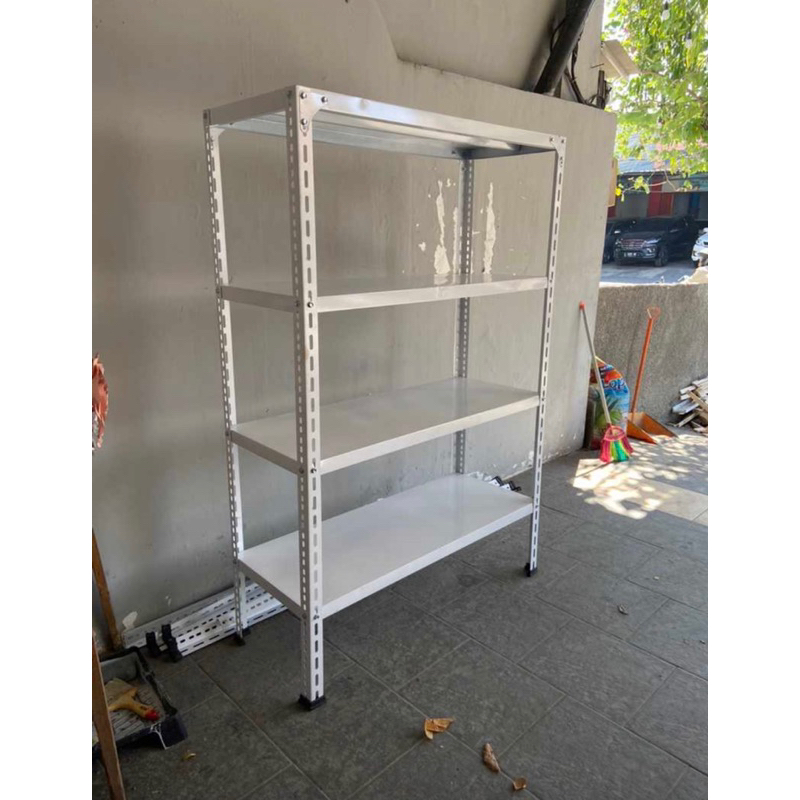 rak besi siku 4 susun putih