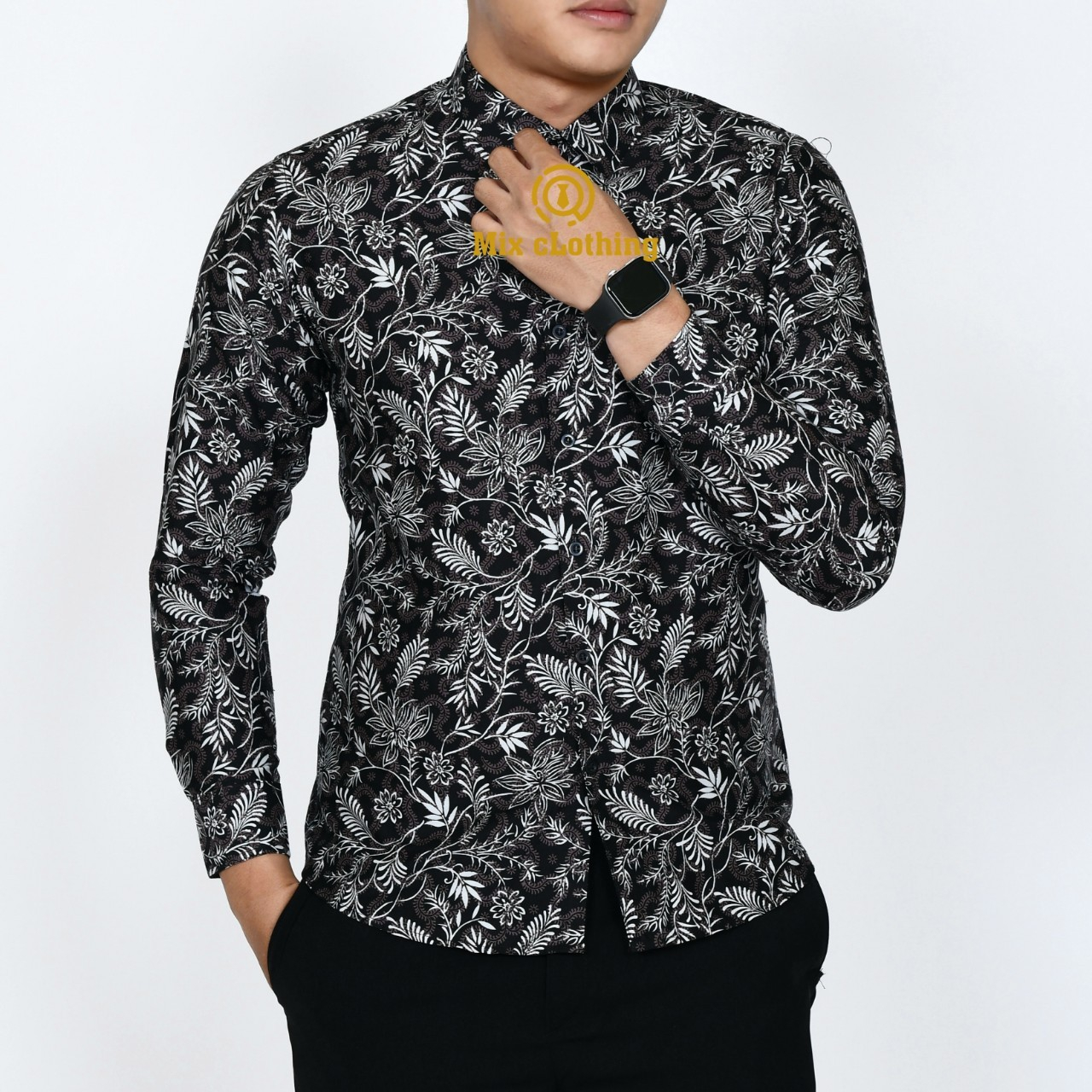 Baju Batik Pria Slimfit Kemeja Lengan Panjang Slim Premium Kode 1841