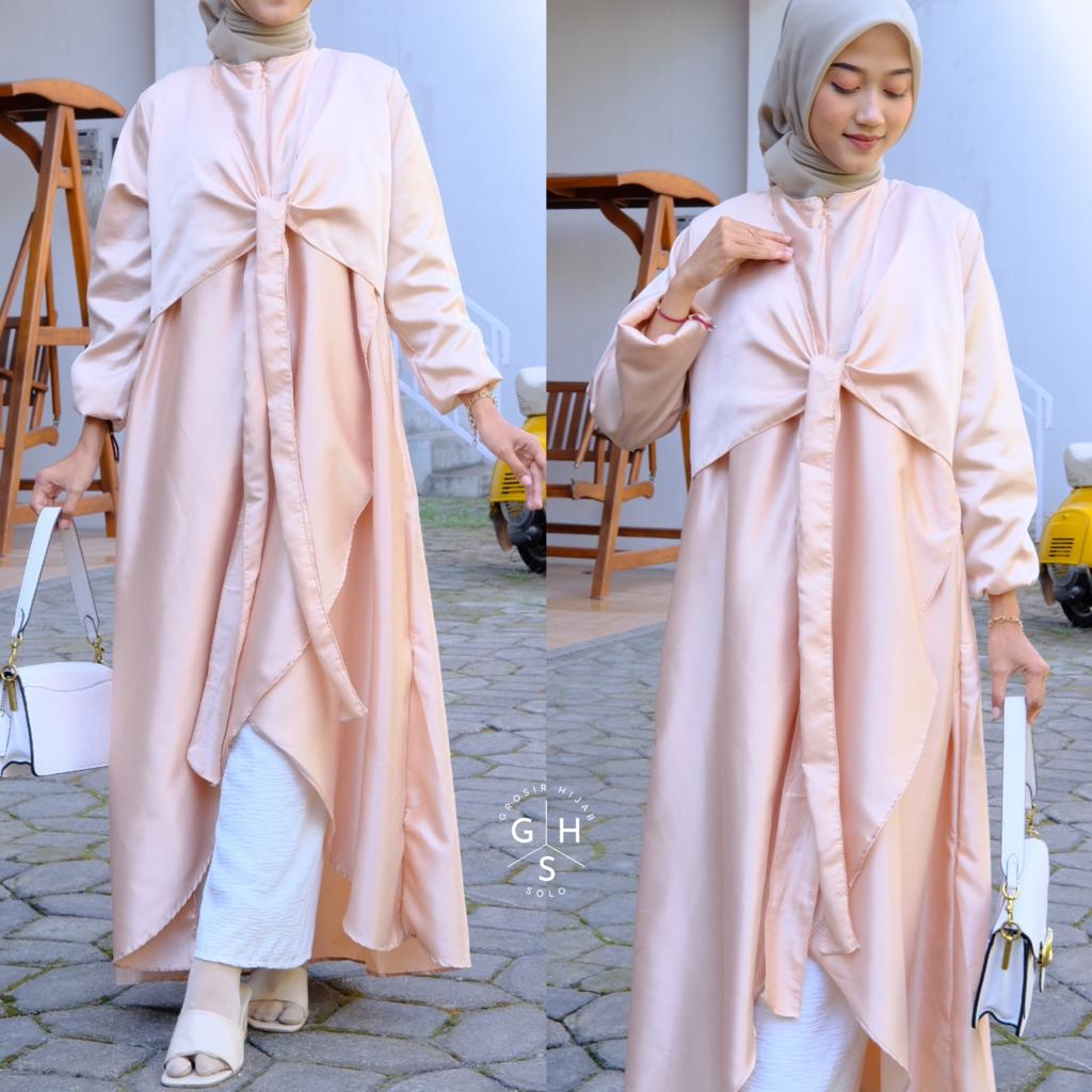 (DBY) GAMIS BILQIS TALI ATASAN WANITA BUSUI DRESS SATIN PREMIUM