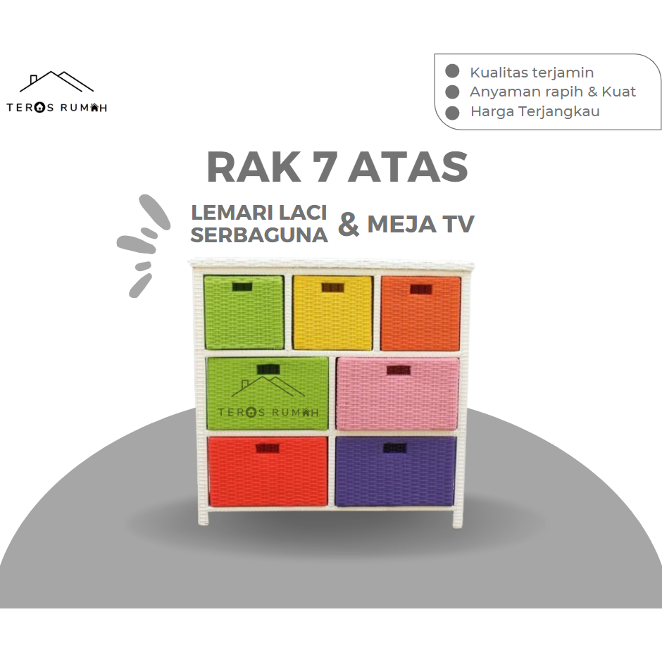 LEMARI LACI 7 ATAS ROTAN SINTETIS