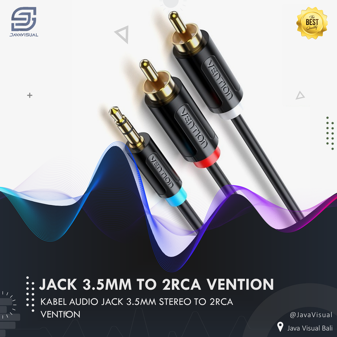 [JaVis] KABEL AUDIO JACK 3.5MM STEREO TO 2RCA 10 METER VENTION