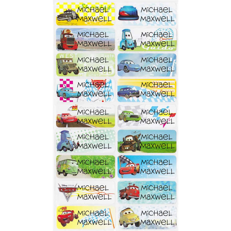 

Label Nama Waterproof - Cars