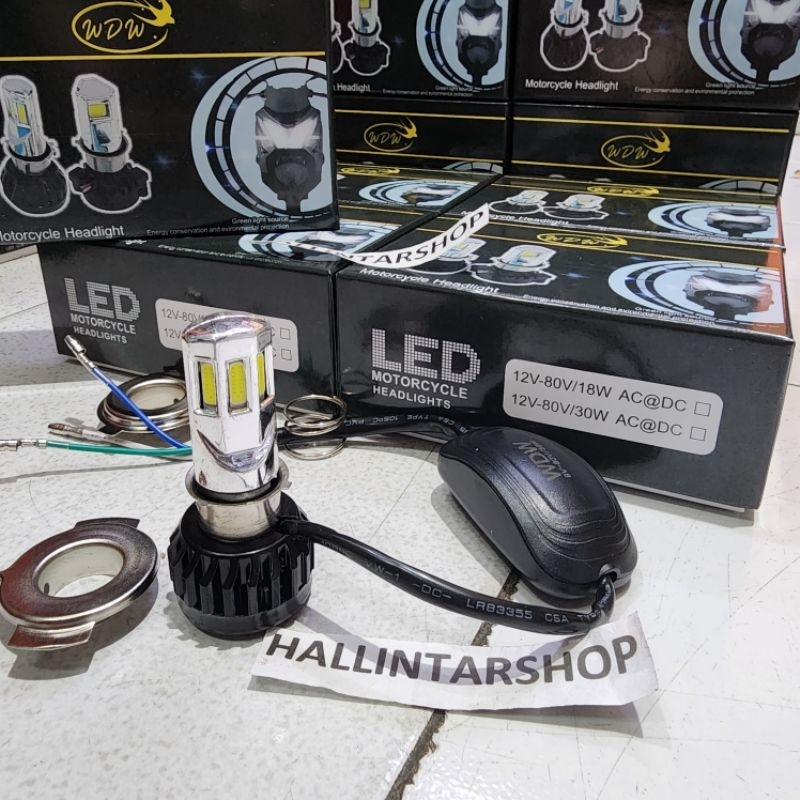 LAMPU LED 6 SISI H6 H4 MOTOR  MOBIL PUTIH 30 WATT SUPER TERANG