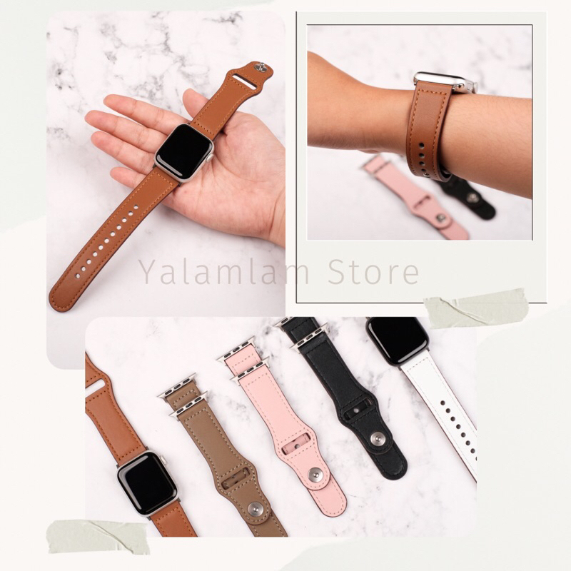 Strap Sport Band Leather Genuine Kulit Classic Klasik modern Apple Watch Ultra 8 7 6 5 4 3 2 1 SE 49mm 45mm 44mm 42mm 41mm 40mm 38mm