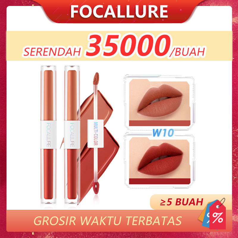 FOCALLURE 2 In 1 Matte Lipstick Lip Gloss Dual Stick Tahan Lama Hingga Liquid Lipstick 6 Jam