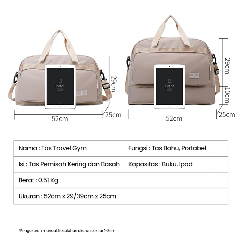 Mainland Tas Travel/Gym/Fitnes Bahu Selempang Waterproof Fashion Sport Tas Olahraga Anti Air TTB109