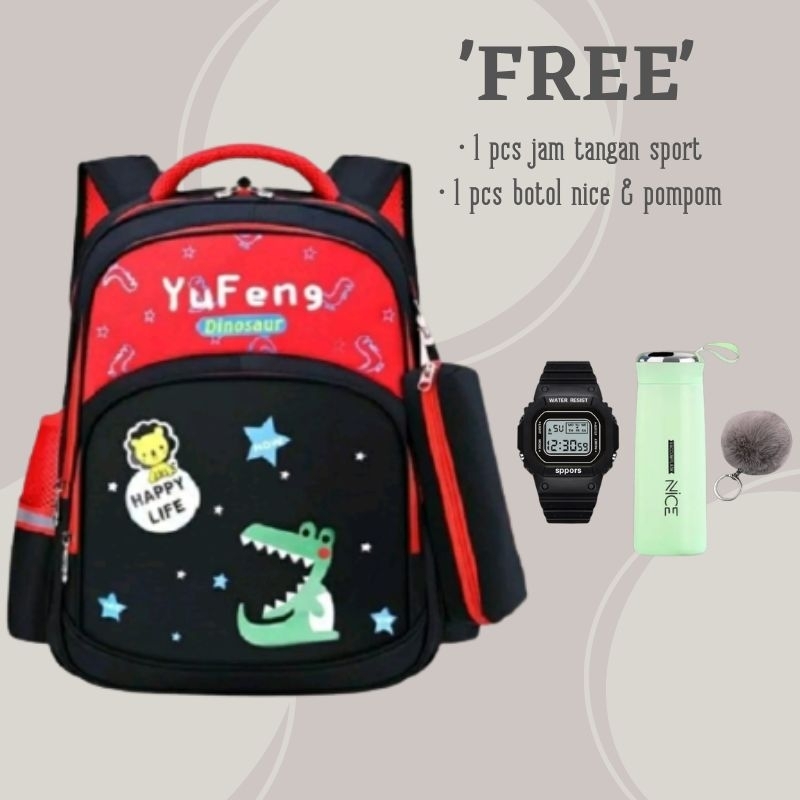 Gudang Tas COD Tas Ransel Anak Cute Animal Tas Ransel Sekolah Anak TK/SD Karakter Dinosaurus Yufeng